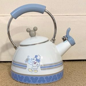Authentic Original Disney World Theme Park Tea Kettle, White/Blue/Gray